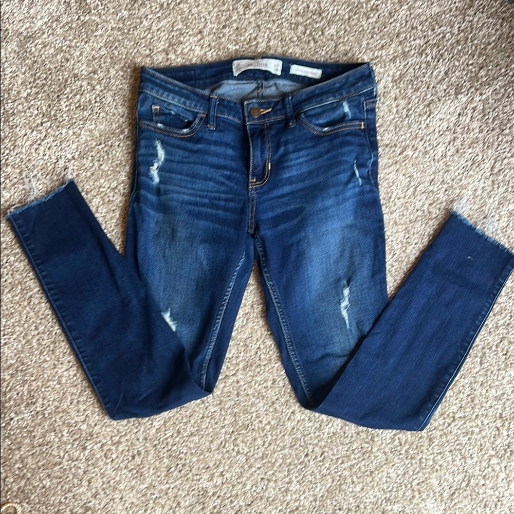 Hollister Blue Skinny Jeans with Distressed Style